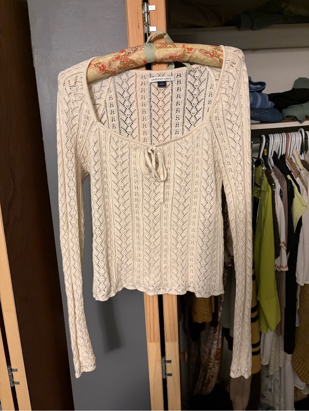 American Eagle Outfitters Cream Knit Sweater